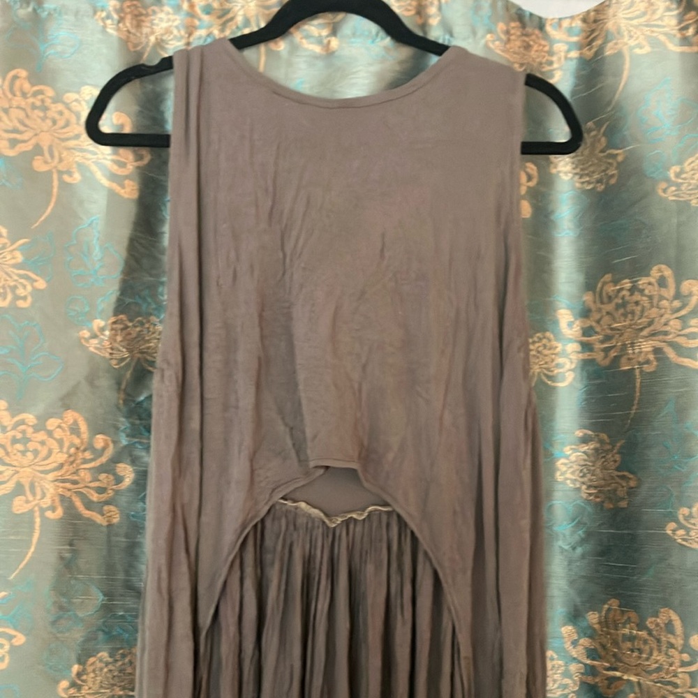 Green Pleated High Low Sundress